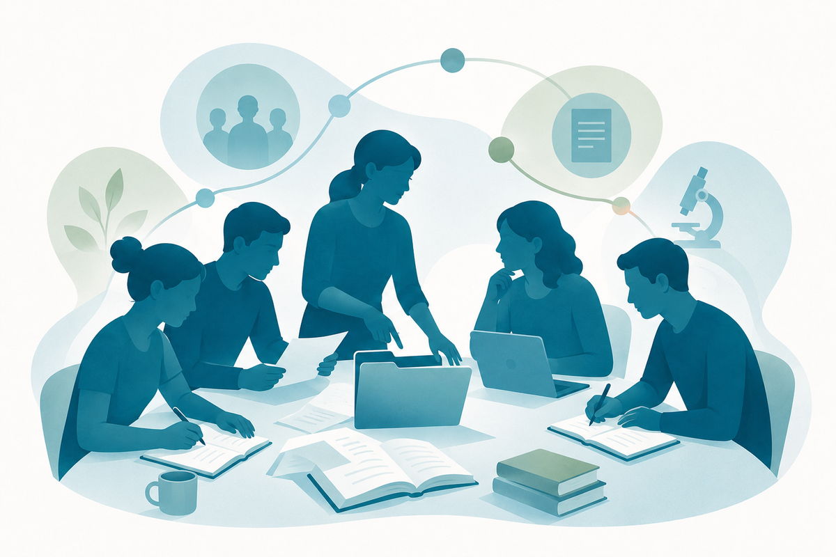 Wide illustration of contribution, support, and public research collaboration in the How Intelligence Works visual style.